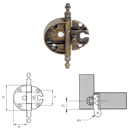 CERNIERA PER MOBILI  A0057  bronzata