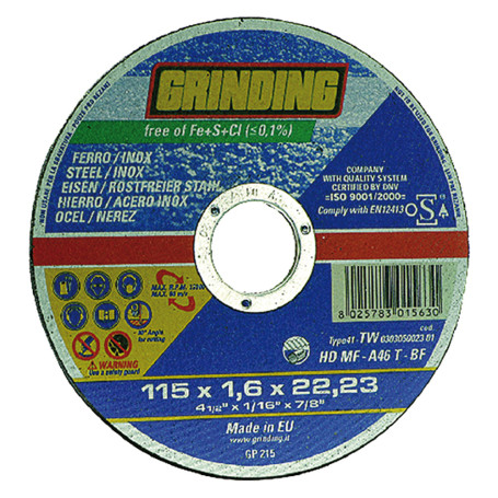 MOLA ABRASIVA PER INOX/FERRO  diametro  125 x 1