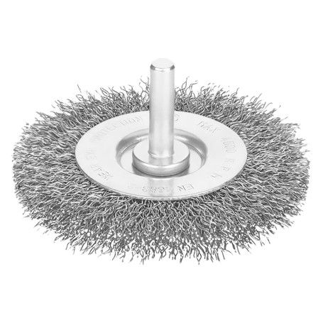 SPAZZOLA CIRCOLARE CON GAMBO  diametro  mm  75 - spessore fili 15 mm