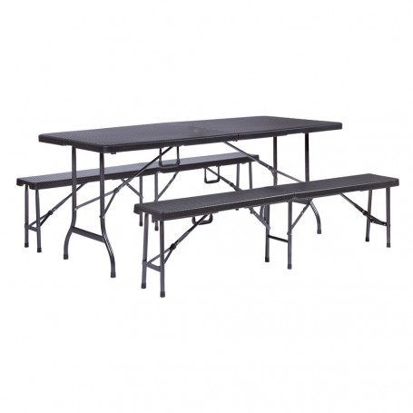 SET PIEGHEVOLE EFFETTO RATTAN 'PARTY' colore marrone