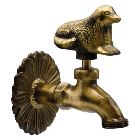 RUBINETTO ORNAMENTALE  CANE  1/2 con maniglia e rosone