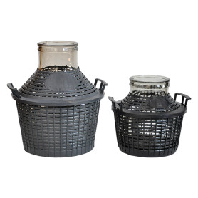 DAMIGIANA IN VETRO A  BOCCA LARGA  lt.5 -  diametro  bocca 11