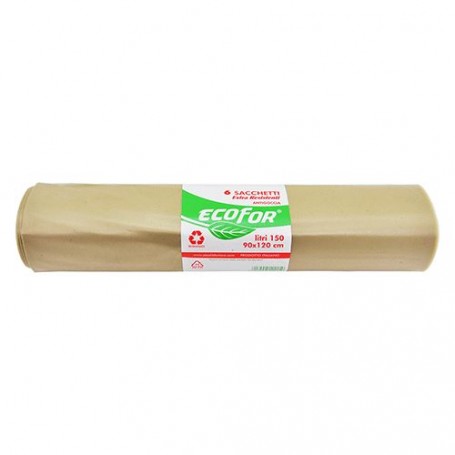 SACCHI POLIETILENE NETTEZZA URBANA 'EXTRA STRONG' cm 90 x 120 cf.6 pz - lt.150 ambra