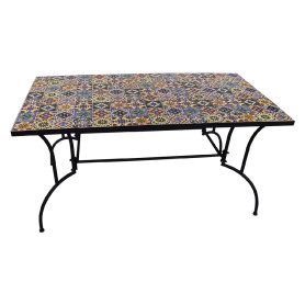 TAVOLO DECORO MOSAICO  FLOWER I  cm 150 x 80 x h.73