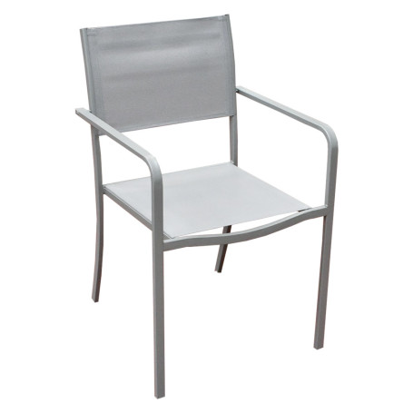 SEDIA ACCIAIO CON BRACCIOLI  ALBIO  tessuto tortora