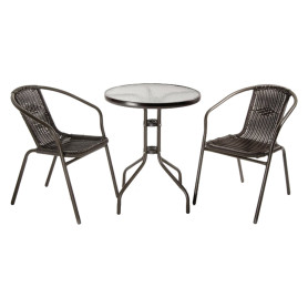 SET GIARDINO IN POLYRATTAN  ACHILLE  colore marrone/antracite