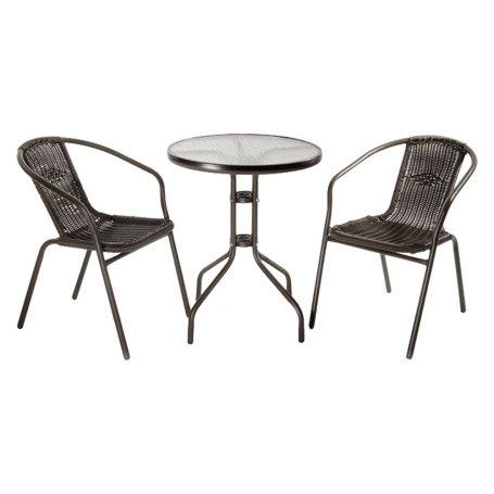 SET GIARDINO IN POLYRATTAN  ACHILLE  colore marrone/antracite