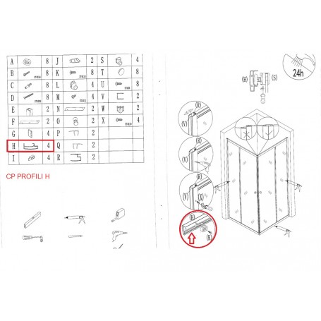 ZZ-CP PROFILI H X BOX DOCCIA CRIST.TRASP.MM.4