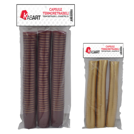 CAPSULE TERMORETRAIBILI PER BOTTIGLIE VINO oro -  diametro  31 x  h 55 mm