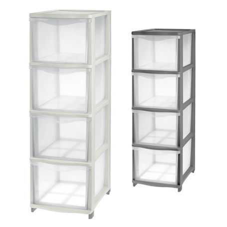 CASSETTIERA  COVER LINE  colore trasparente/bianco