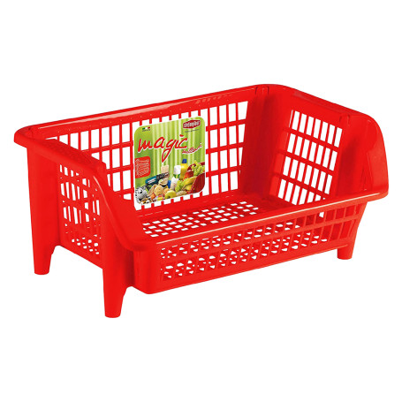 CESTELLO IMPILABILE  BOCCA DI LUPO  col. rosso - cm 54 x  38 H 24