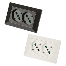 DOPPIA PRESA INCASSO PER SCATOLA SERIE  OPERA PLUS  colore bianco