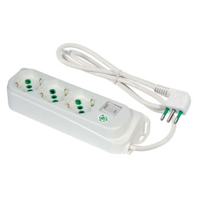 MULTIPRESA CON INTERRUTTORE  ECO RELIFE  4 uscite / spina 2P+T 10A - bianca