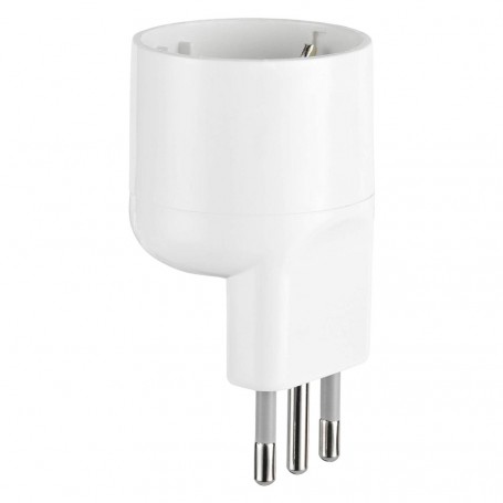 ADATTATORE SINGOLO SPINA ASIMMETRICA  SALVASPAZIO  spina 2P + T 10A - bianco