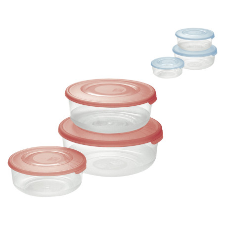CONTENITORE TONDO IN PLASTICA SET  FRIGO BOX  coperchio acqua trasparente