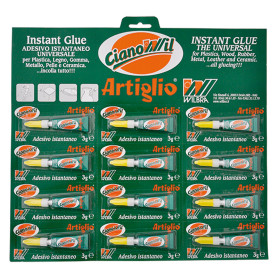 ADESIVO CIANOCRILATO  ARTIGLIO CIANOWIL  gr.3 - 12 tubetti display appendib.