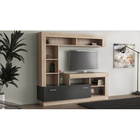KIT PARETE LIVING LEA 170X170X42 NAT.WOOD\ANTRAC.