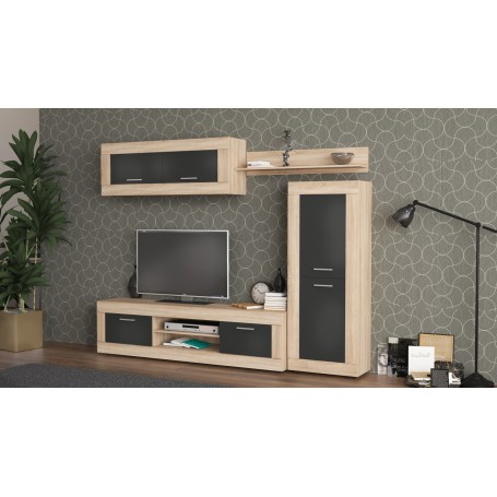 KIT PARETE LIVING AMBER 250X188X41 NAT.OAK\ANTRAC.