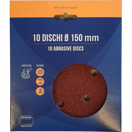 DISCHI ABRAS.VELCRATI 6 FORI MM.150 GR. 40 CF PZ10