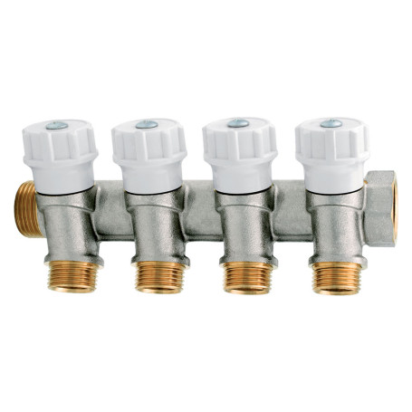 COLLETTORE CON RUBINETTO D ARRESTO 4 vie