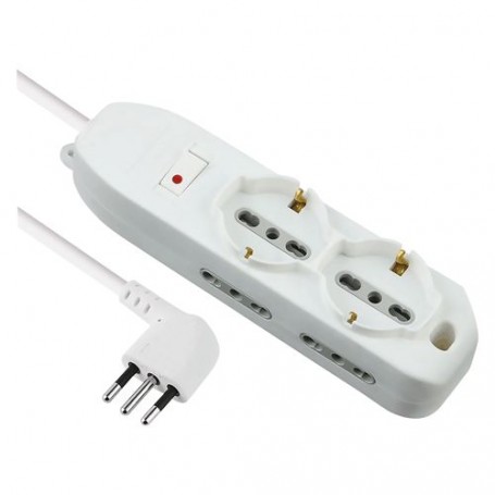 MULTIPRESA CON INTERRUTTORE 2 Schuko + 4 Bivalenti 10/16A