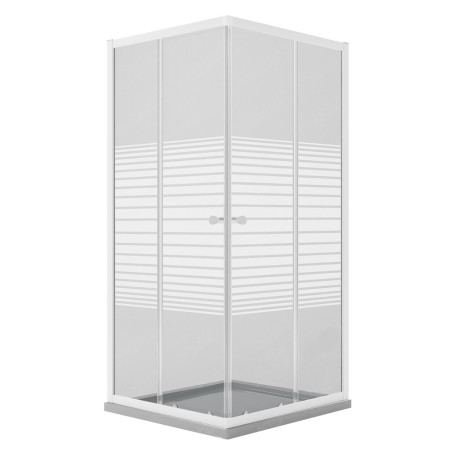 BOX DOCCIA CRISTALLO SERIGRAFATO DUE PORTE  PERLA  cm 70 x 90 - H 185