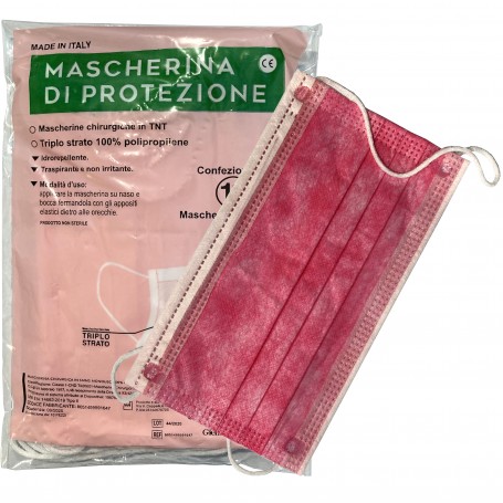 MASCHERINA CHIRURGICA COL.ROSA PZ 10