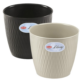 VASO TONDO  LIBERTY   diametro  30 x h.27 - bianco travertino