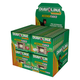 ESPOSITORE DIAVOLINA ACCENDIFUOCO 40 CUBI DA BANCO 48 cf. cm.37 x 29 x h.29