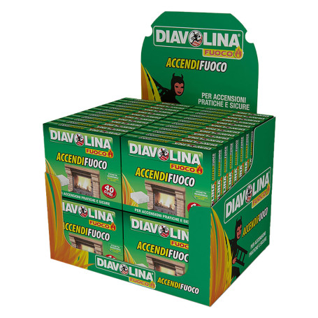 ESPOSITORE DIAVOLINA ACCENDIFUOCO 40 CUBI DA BANCO 48 cf. cm.37 x 29 x h.29