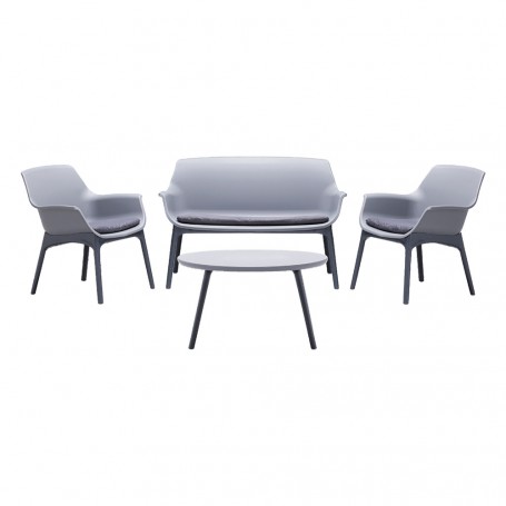 SET DA GIARDINO POLIPROPILENE LUXOR - grigio/antracite