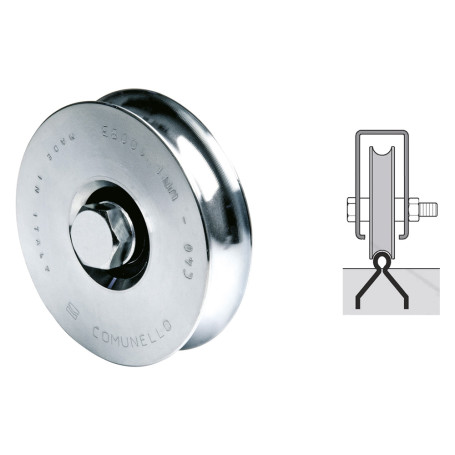 RUOTA PER CANCELLI GOLA A  U      diametro  80 1 cuscinetto 310 (80S) h.gola 9