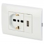 POLYPOOL PLACCA + SUPPORTO + PRESA USB + PRESA BIPASSO  SCHUKO BIANCA