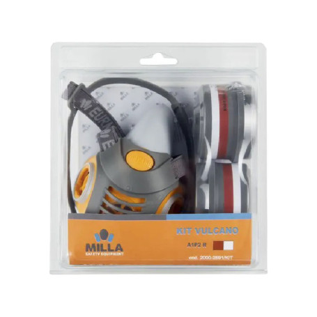 MASCHERA RESPIRATORIA BIFILTRO  VULCANO  IN KIT con coppia filtri ABEK1P3