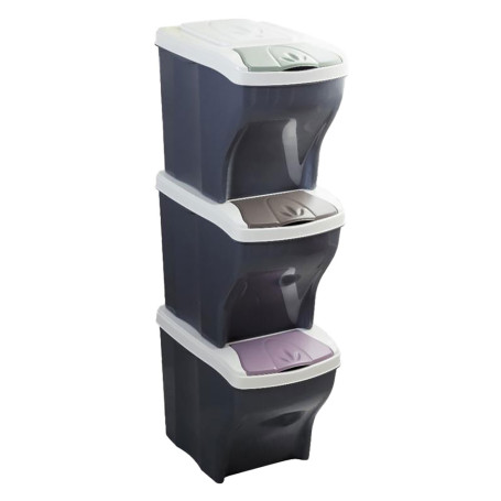 PATTUMIERA RACCOLTA DIFFERENZIATA SET  POKER TRIS  20 lt. cm 28 x 40 x 31 h