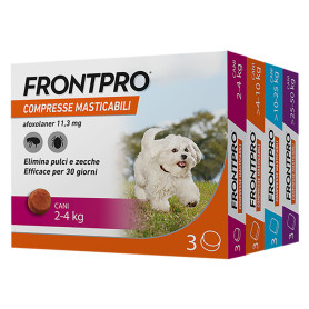 COMPRESSE ANTIPARASSITARIE MASTICABILI  FRONTPRO  cani da 4 a 10 kg / 3 compresse da 28