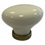 POMOLO PER MOBILI  OVALE  base oro luc. / fondo bianco / decoro N.44