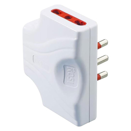 ADATTATORE ULTRAPIATTO TRIPLO SERIE  EMILIA EXTRA PIATTA  presa 2P+T 10A - spina 2P+T 10A / nero