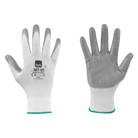 GUANTI NITRILE/POLIESTERE  NIT-01 HOB SPECIAL  Tg. 10 - colore bianco/grigio