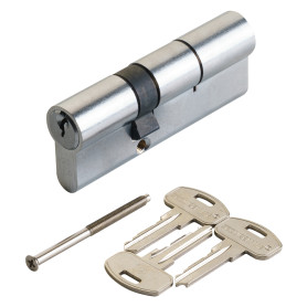CILINDRO PROFILATO DOPPIO SERIE  KY  mm 25+10+45  uguale a  80 (30+50) cromo satinato