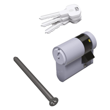 MEZZO CILINDRO PROFILATO SERIE  KY  mm 20+10+5  uguale a  35 (25+10) cromo satinato