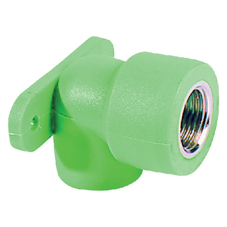 GOMITO A 90 FILETTATO FEMMINA CON STAFFA 20 x 1/2