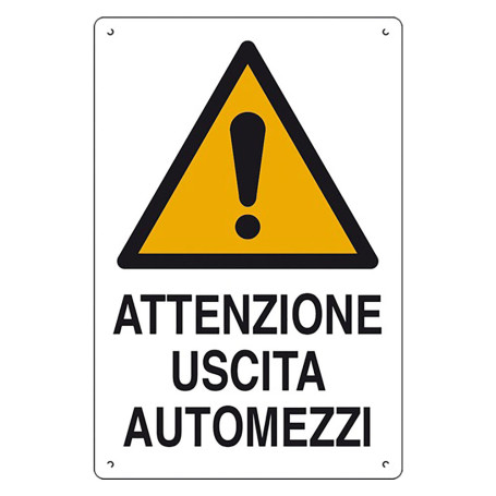 CARTELLO  ATTENZIONE USCITA AUTOMEZZI  cm 40 x 60