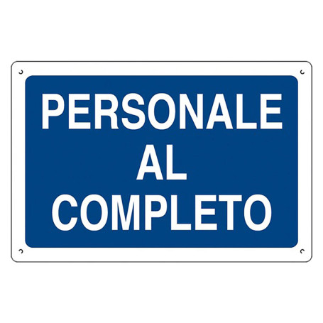 CARTELLO  PERSONALE AL COMPLETO  cm 40 x 60