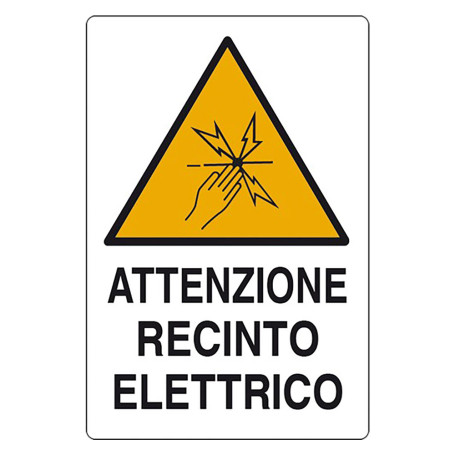 CARTELLO  ATTENZIONE RECINTO ELETTRICO  cm 20 x 30