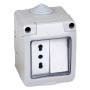 CONTENITORE ESTERNO INTERRUTTORE + PRESA 1 deviatore + presa bivalente 10/16A
