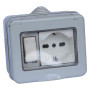 CONTENITORE ESTERNO INTERRUTTORE + PRESA / SCHUKO 1 deviatore + 1 presa bivalente 10/16A / schuko
