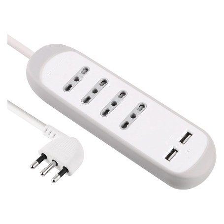 MULTIPRESA BIVALENTE  GUMMY  4 prese bival.10/16A + 2 USB 2