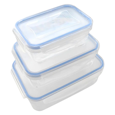 CONTENITORE RETTANGOLARE IN PLASTICA SET  SUPERLOCK  kit 3 pezzi - lt 0