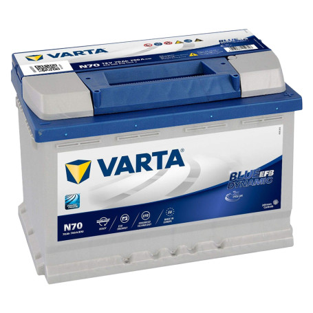 BATTERIA PER AUTO START & STOP  VARTA BLUE DYNAMIC EFB   N70  - 70 Ah dx / mm 278 x 175 x 190